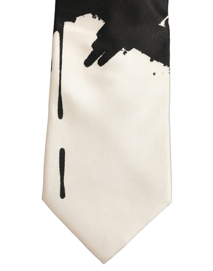 White Silk Floral Graphic Adjustable Tied Men Necktie Tie