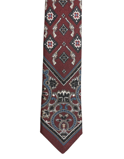 Bordeaux Printed 100% Silk Adjustable Men Necktie Tie