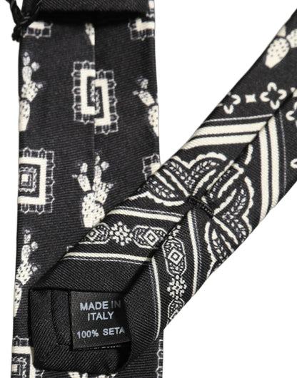 Black Patterned 100%Silk Adjustable Necktie Accessory Tie