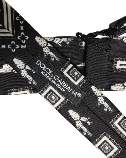 Black Patterned 100%Silk Adjustable Necktie Accessory Tie