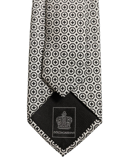 Black White Geometric Adjustable Necktie Accessory Tie