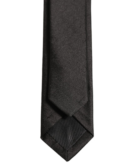 Black Satin Textured Adjustable Necktie Men Accessory Tie