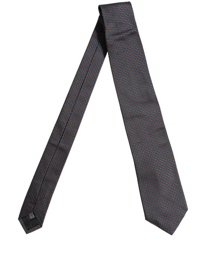 Dark Blue Geometric Silk Adjustable Necktie Accessory Tie
