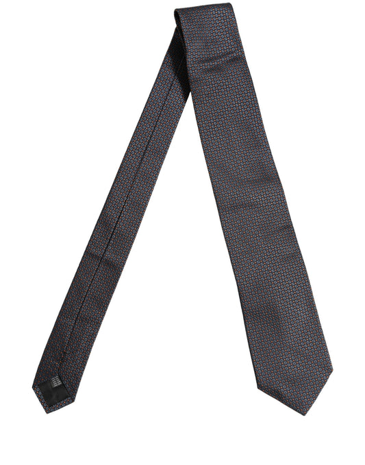 Dark Blue Geometric Silk Adjustable Necktie Accessory Tie