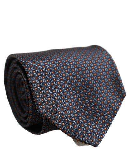Dark Blue Geometric Silk Adjustable Necktie Accessory Tie