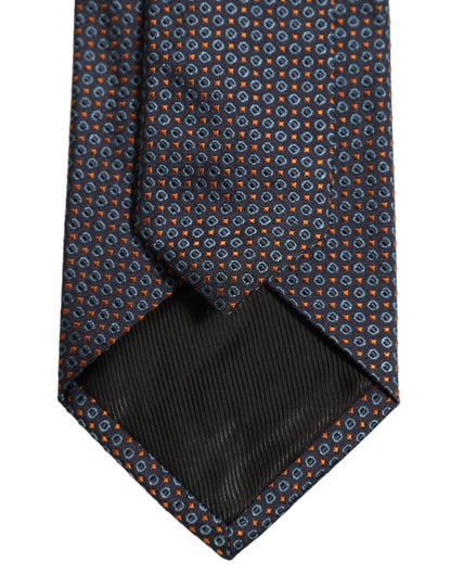 Dark Blue Geometric Silk Adjustable Necktie Accessory Tie