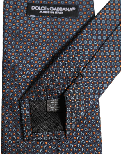 Dark Blue Geometric Silk Adjustable Necktie Accessory Tie