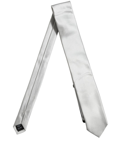 Gray Satin 100% Silk Adjustable Tied Men Necktie Tie