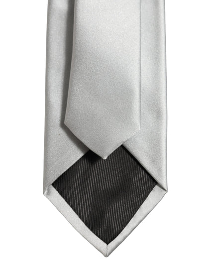 Gray Satin 100% Silk Adjustable Tied Men Necktie Tie