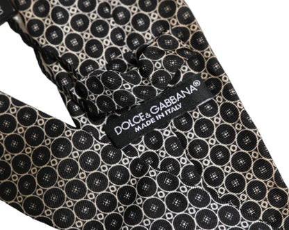 Black White Geometric Silk Adjustable Necktie Accessory Tie