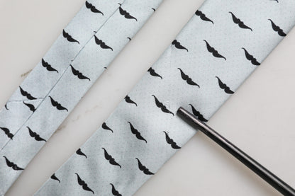 Light Gray Mustache Silk Adjustable Necktie Accessory