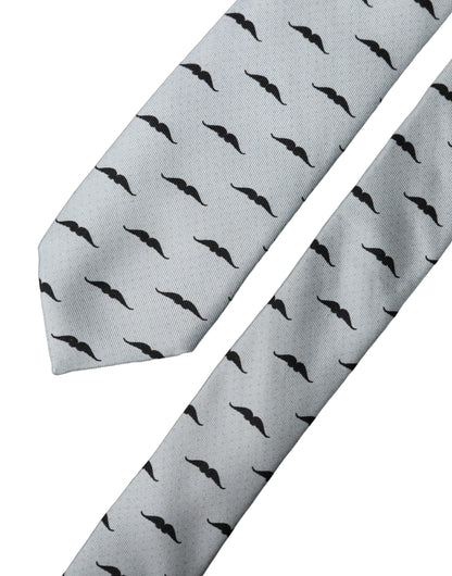 Light Gray Mustache Silk Adjustable Necktie Accessory