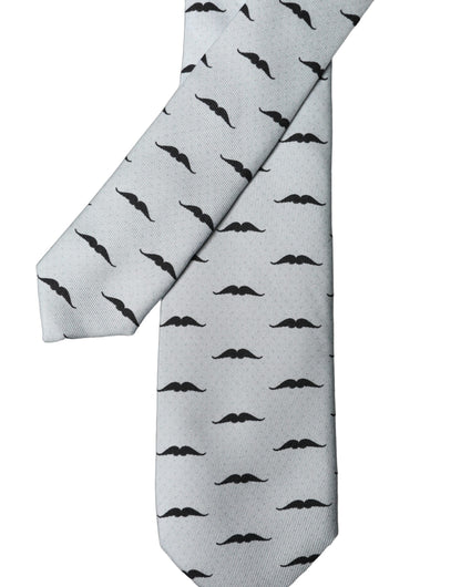 Light Gray Mustache Silk Adjustable Necktie Accessory
