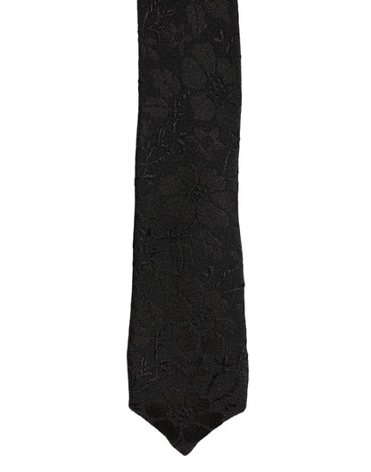 Black Floral Brocade Silk Adjustable Necktie Accessory Tie