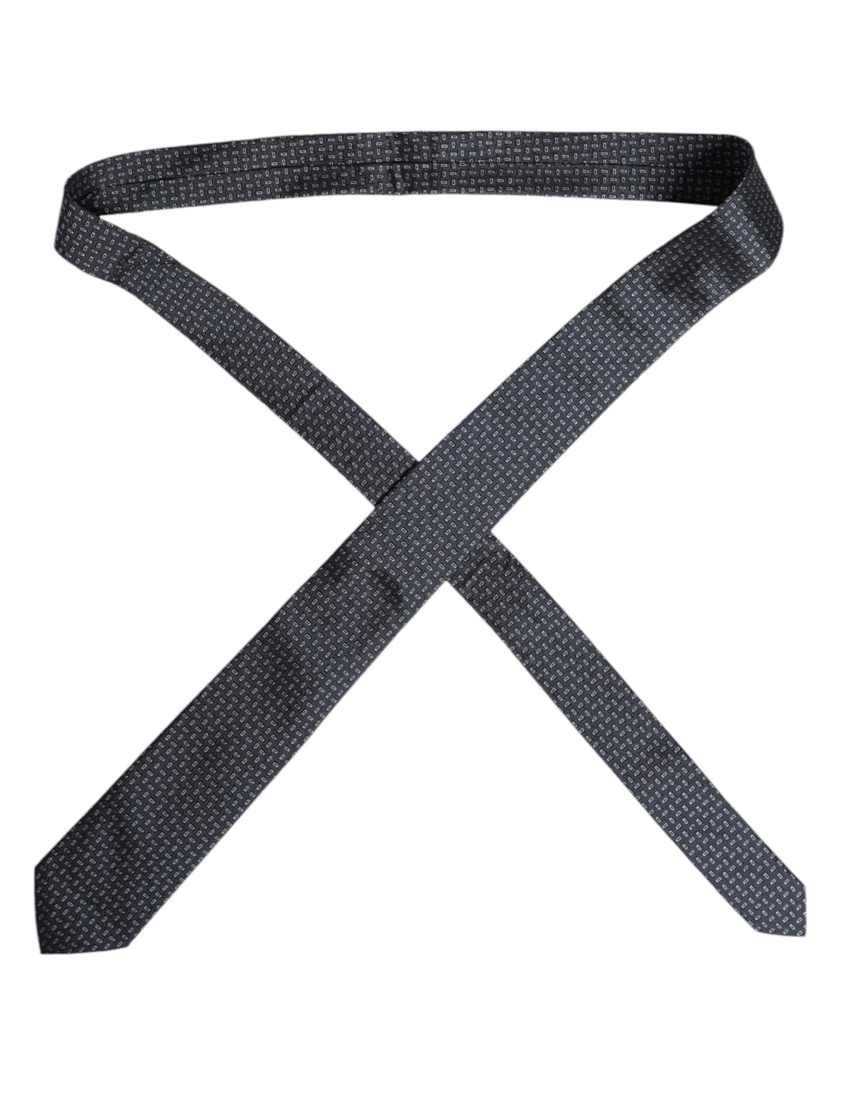 Dark Blue Silk Geometric Adjustable Tied Necktie Tie