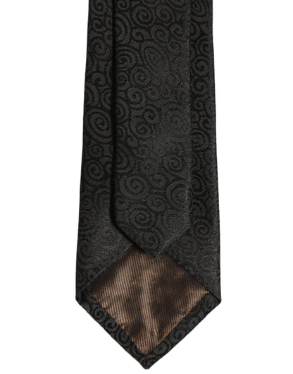 Black Swirl Pattern Silk Adjustable Necktie Accessory Tie