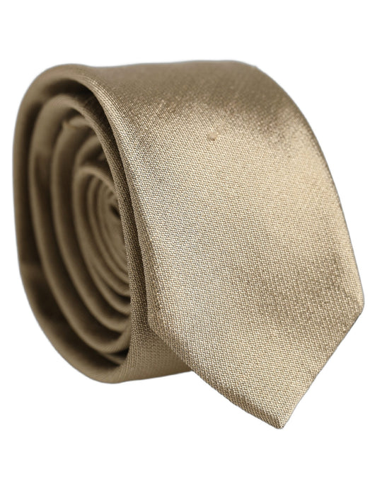 Gold Satin Silk Textured Adjustable Necktie Accessory Tie
