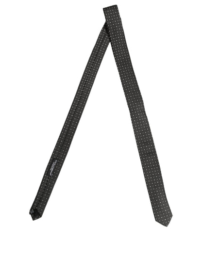 Dark Gray Polka Dot Silk Adjustable Necktie Accessory Tie