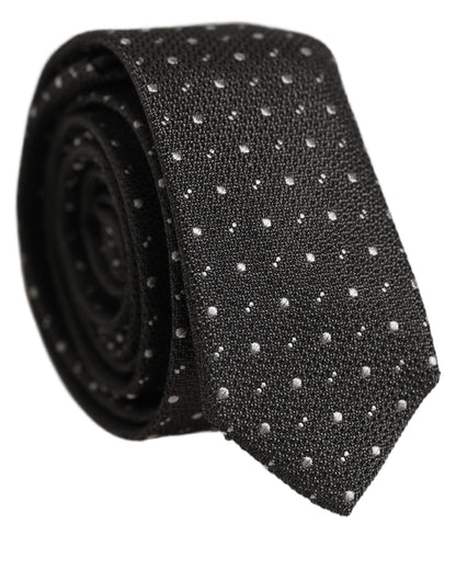 Dark Gray Polka Dot Silk Adjustable Necktie Accessory Tie