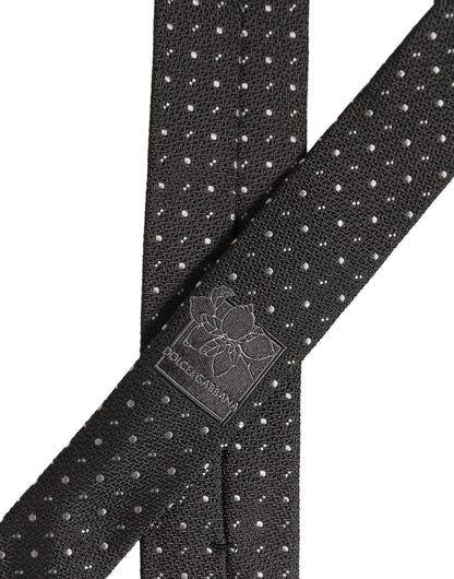 Dark Gray Polka Dot Silk Adjustable Necktie Accessory Tie