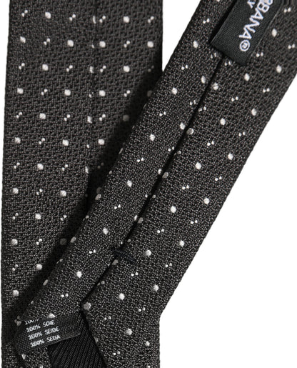 Dark Gray Polka Dot Silk Adjustable Necktie Accessory Tie