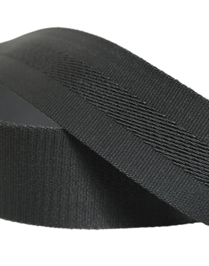 Men Gray Fabric Strap Logo Metal Buckle Belt