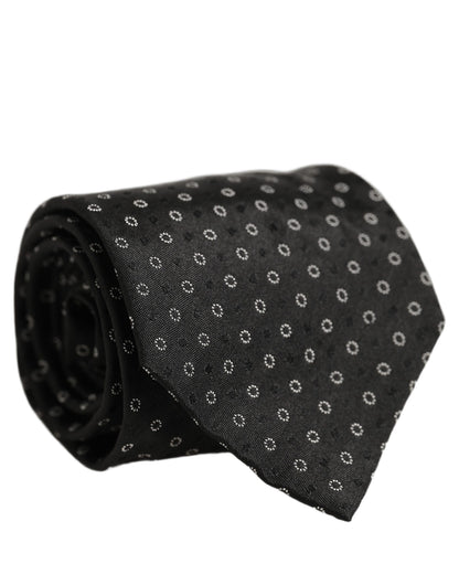 Black Geometric Circle Adjustable Necktie Accessory Tie