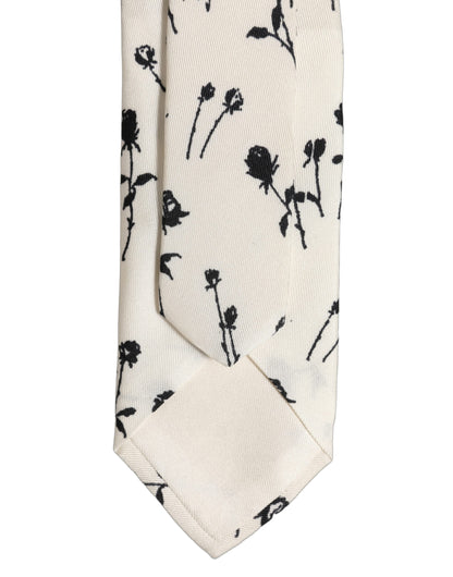 Off White Floral Print Adjustable Necktie Accessory Tie