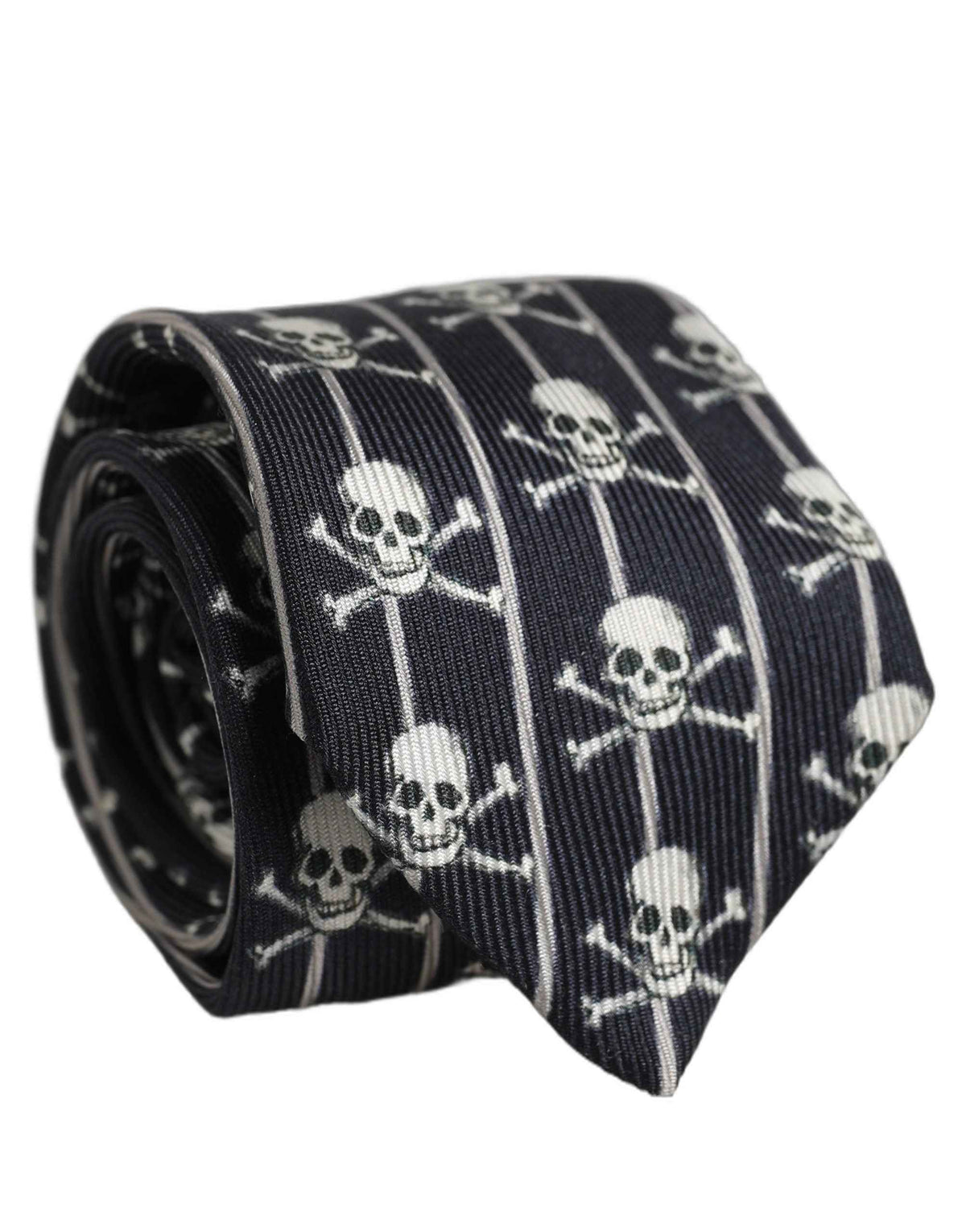 Men Black Silk Skull Fantasy Adjustable Tied Necktie Tie