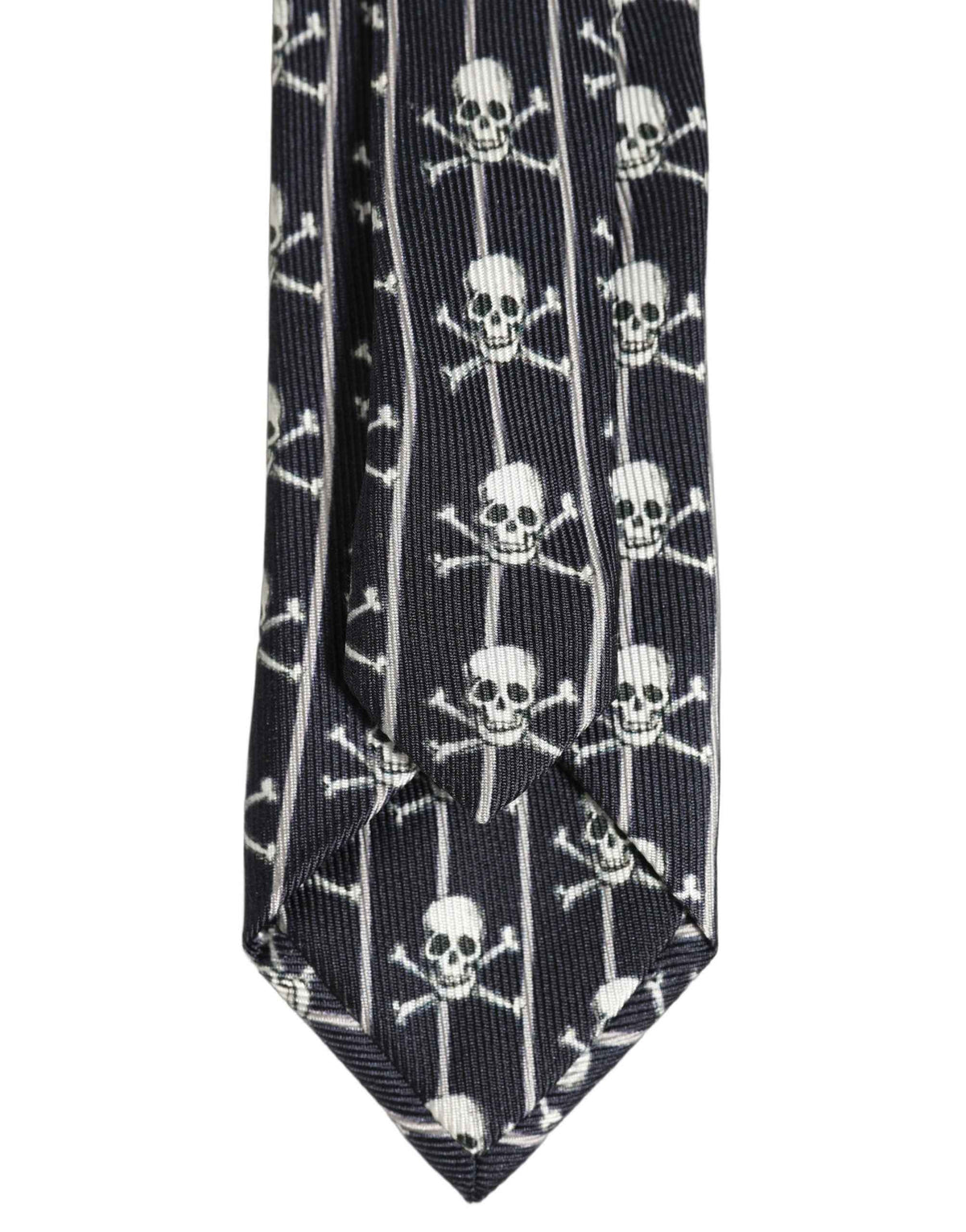 Men Black Silk Skull Fantasy Adjustable Tied Necktie Tie