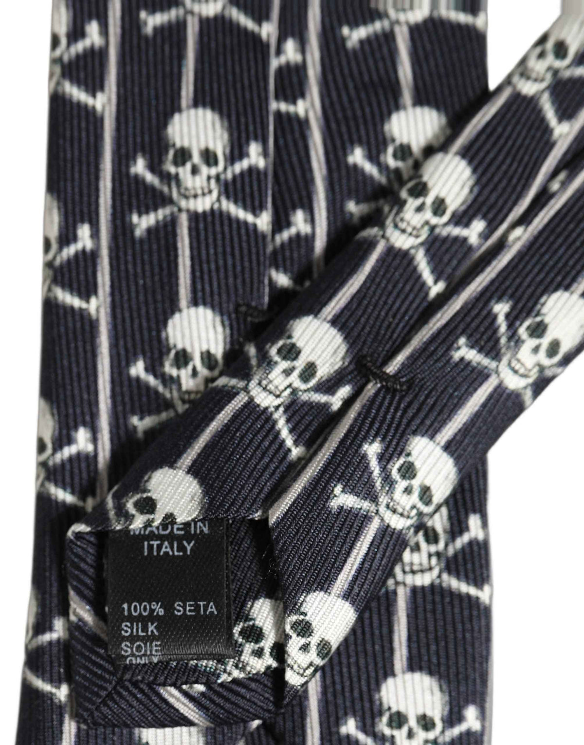 Men Black Silk Skull Fantasy Adjustable Tied Necktie Tie