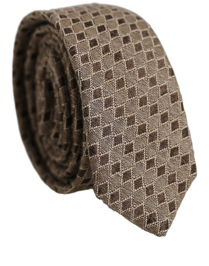 Brown Patterned Wool Adjustable Necktie Men Accessory Tie