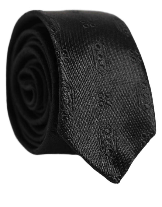 Black Silk Jacquard Adjustable Men Necktie Accessory Tie