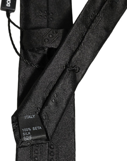 Black Silk Jacquard Adjustable Men Necktie Accessory Tie