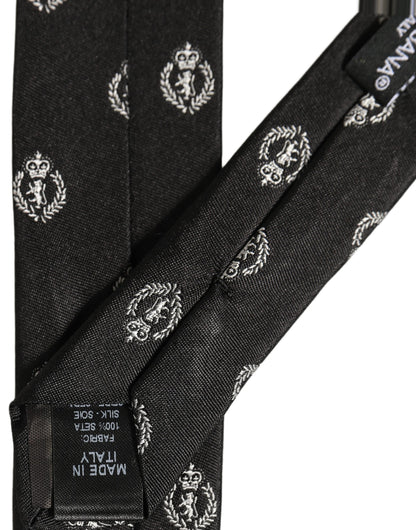 Black Crest Emblem Silk Adjustable Necktie Accessory Tie