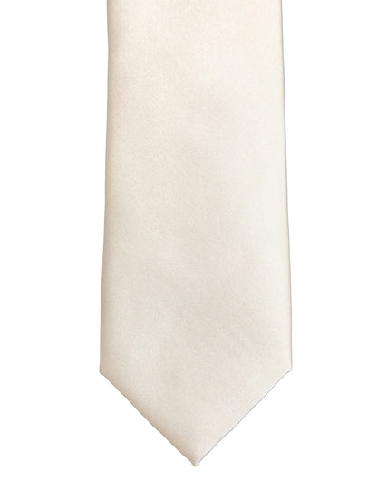 Cream Satin 100% Silk Adjustable Tied Men Necktie Tie