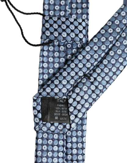 Blue Circle Pattern Silk Adjustable Necktie Accessor Tie