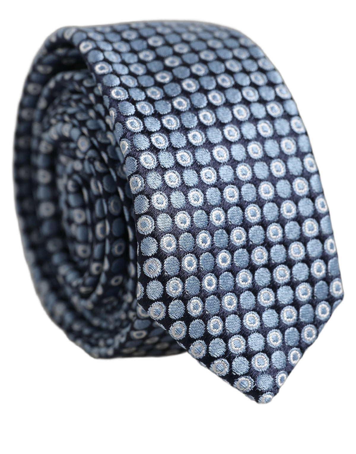 Blue Circle Pattern Silk Adjustable Necktie Accessor Tie