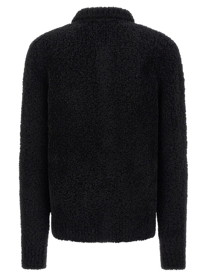 Black Alpaca Leather Cardigan