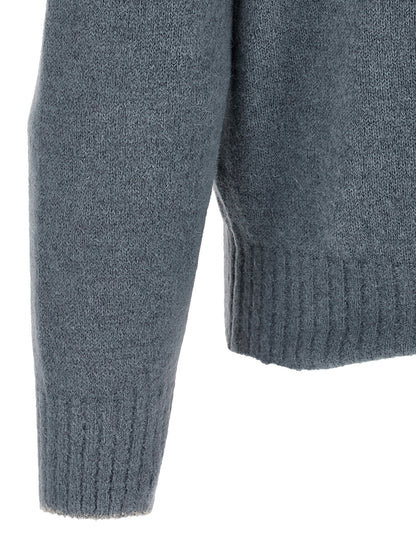 Blue Alpaca Leather Cardigan