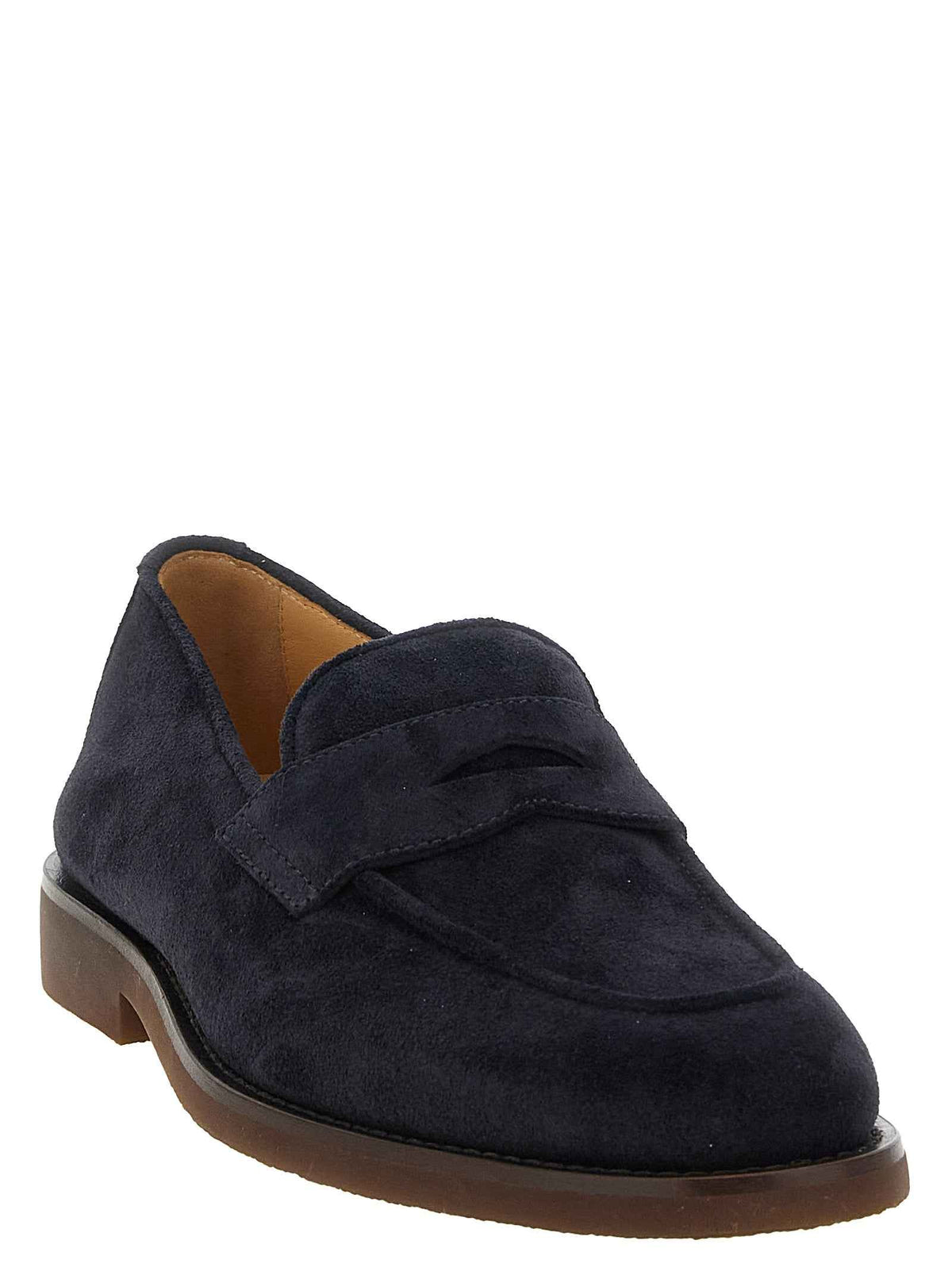 Blue Calfskin Slip-On Loafers