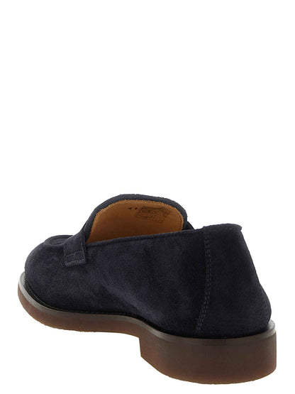 Blue Calfskin Slip-On Loafers