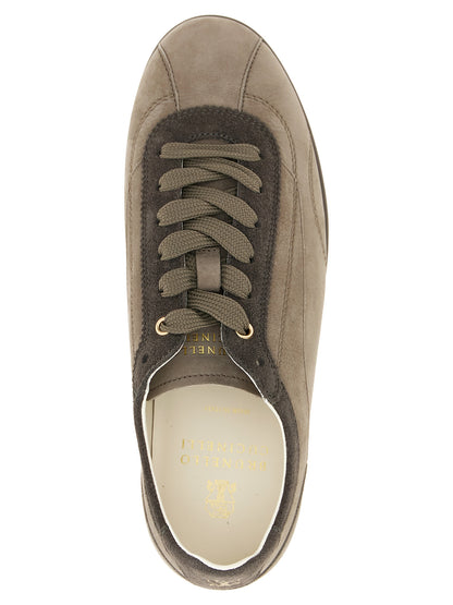 Gray Calfskin Low Top Sneakers