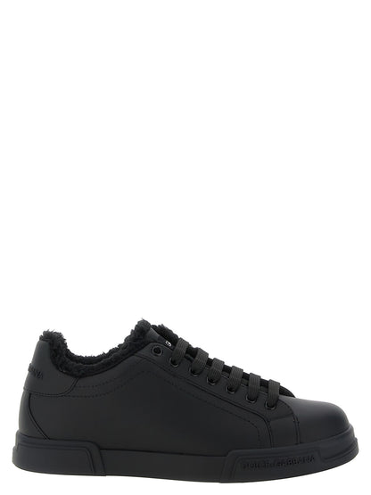 Black Calfskin Low Top Sneakers