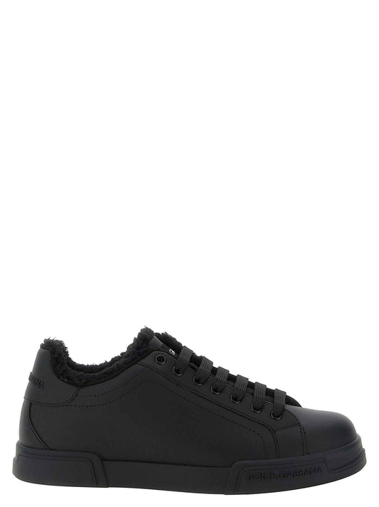 Black Calfskin Low Top Sneakers