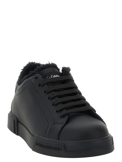 Black Calfskin Low Top Sneakers