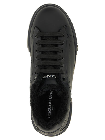 Black Calfskin Low Top Sneakers