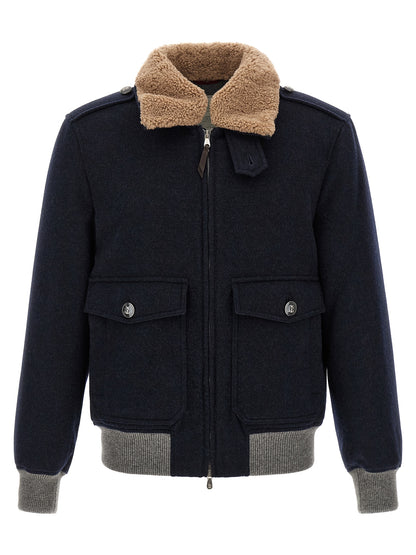 Blue Cashmere Bomber