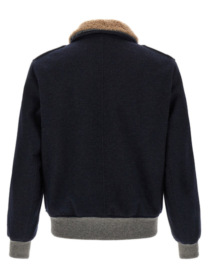 Blue Cashmere Bomber