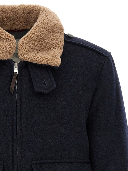 Blue Cashmere Bomber